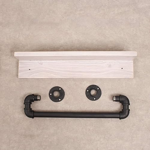 Miniatura 8 de MBQQ Estante de tubo industrial, estante de pared rústico con toallero, toalleros de granja de 20 pulgadas para baño, estantes flotantes montados en