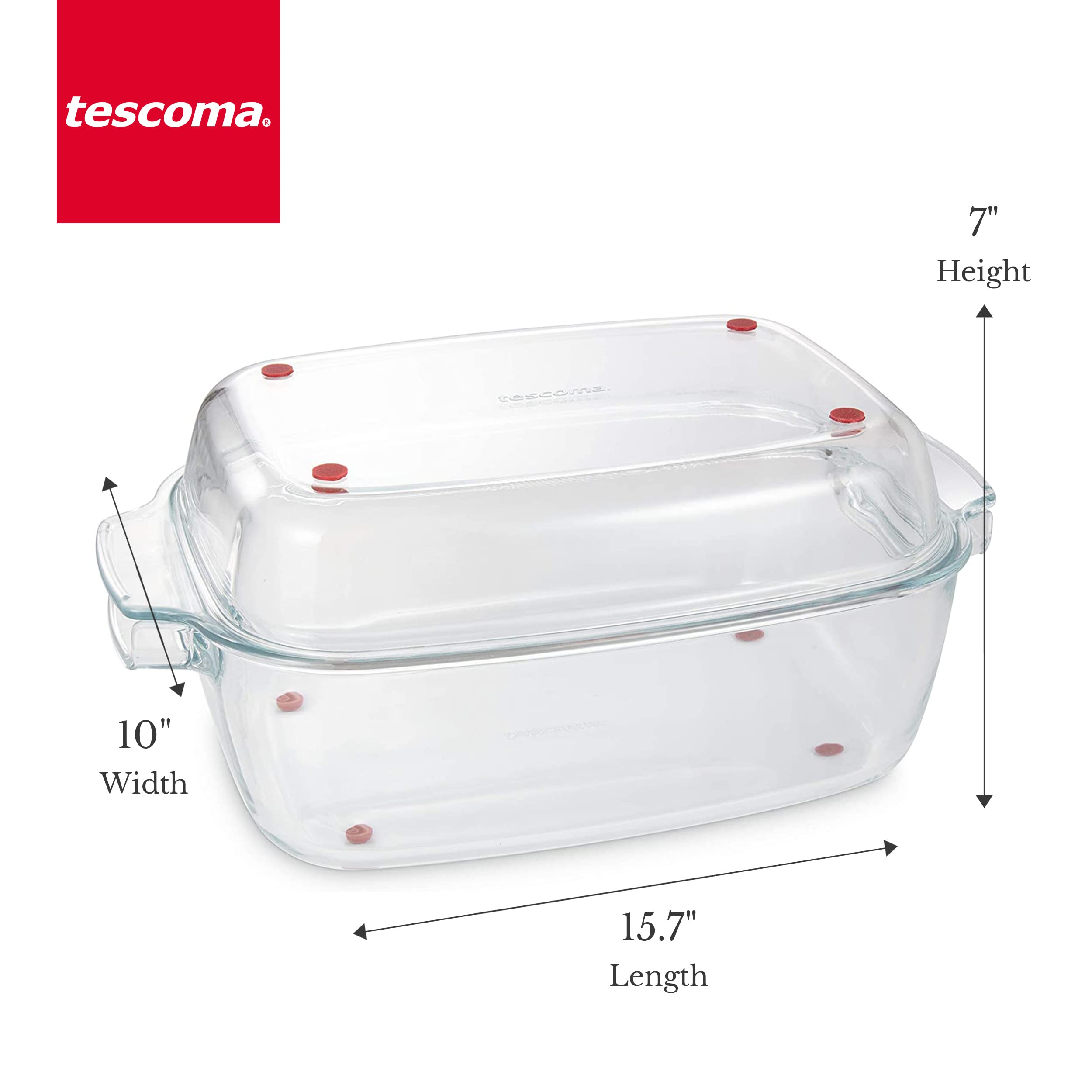 Tescoma 629090 Rostiera in vetro rettangolare con coperchio, 40x26 cm