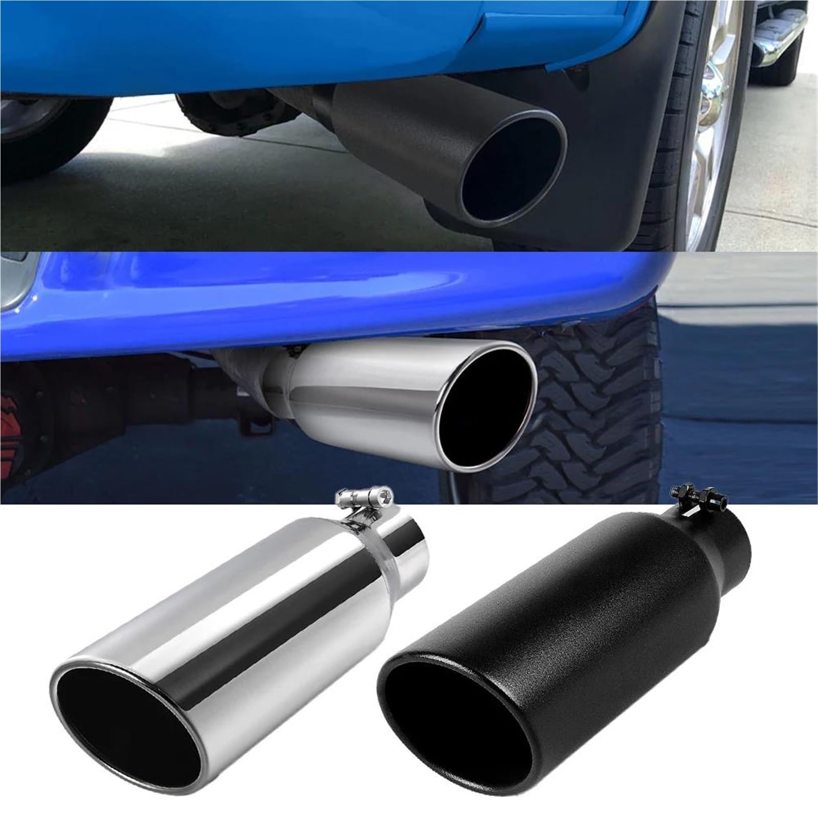 Punta De Escape Pulida De Acero Inoxidable Universal Para Automóvil