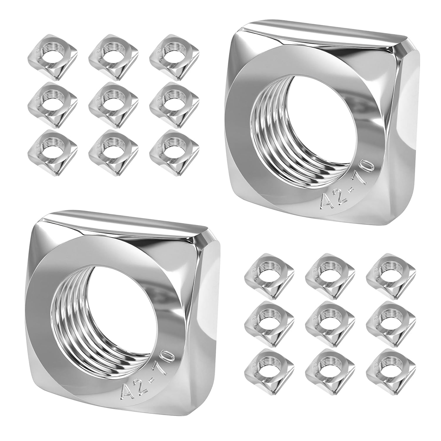 Qrity 20 Pezzi Dadi Quadrati M8 x 13 mm x 6 mm in Acciaio Inossidabile 304, Dado per Giunti e Montaggio Mobili in Legno