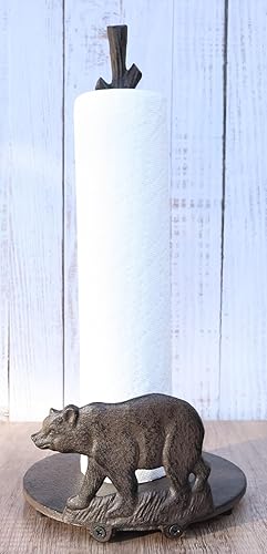Miniatura 9 de Ebros Gift Soporte para toallas de papel rústico vintage de hierro fundido con oso negro para pasear, 14 pulgadas de alto, osos rústicos, cabaña,