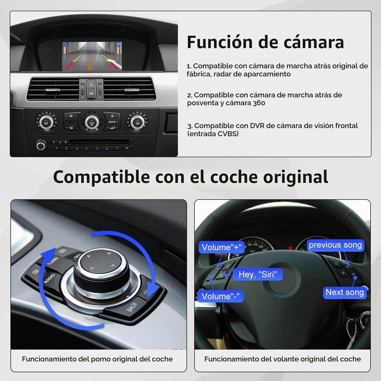 Road Top CarPlay Retrofit Kit para BMW Serie 1/3/5/6/7/X1/X3/X5/X6 con CIC | 2008-2012, Interfaz CarPlay, CarPlay Inalámbrico, Android Auto, MirrorLink, Adaptador CarPlay, Integración OEM