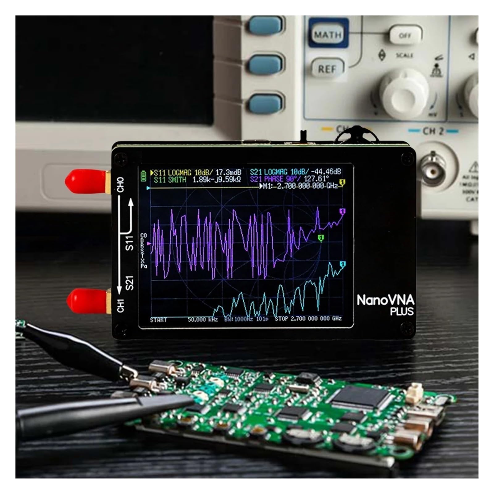 Analizador de red vectorial de 50 kHz a 2,7 GHz, 1000 mAh, Nanovna Plus, herramienta de prueba de antena, herramienta de medición de reflexión(Analyzer 32G SD Card)