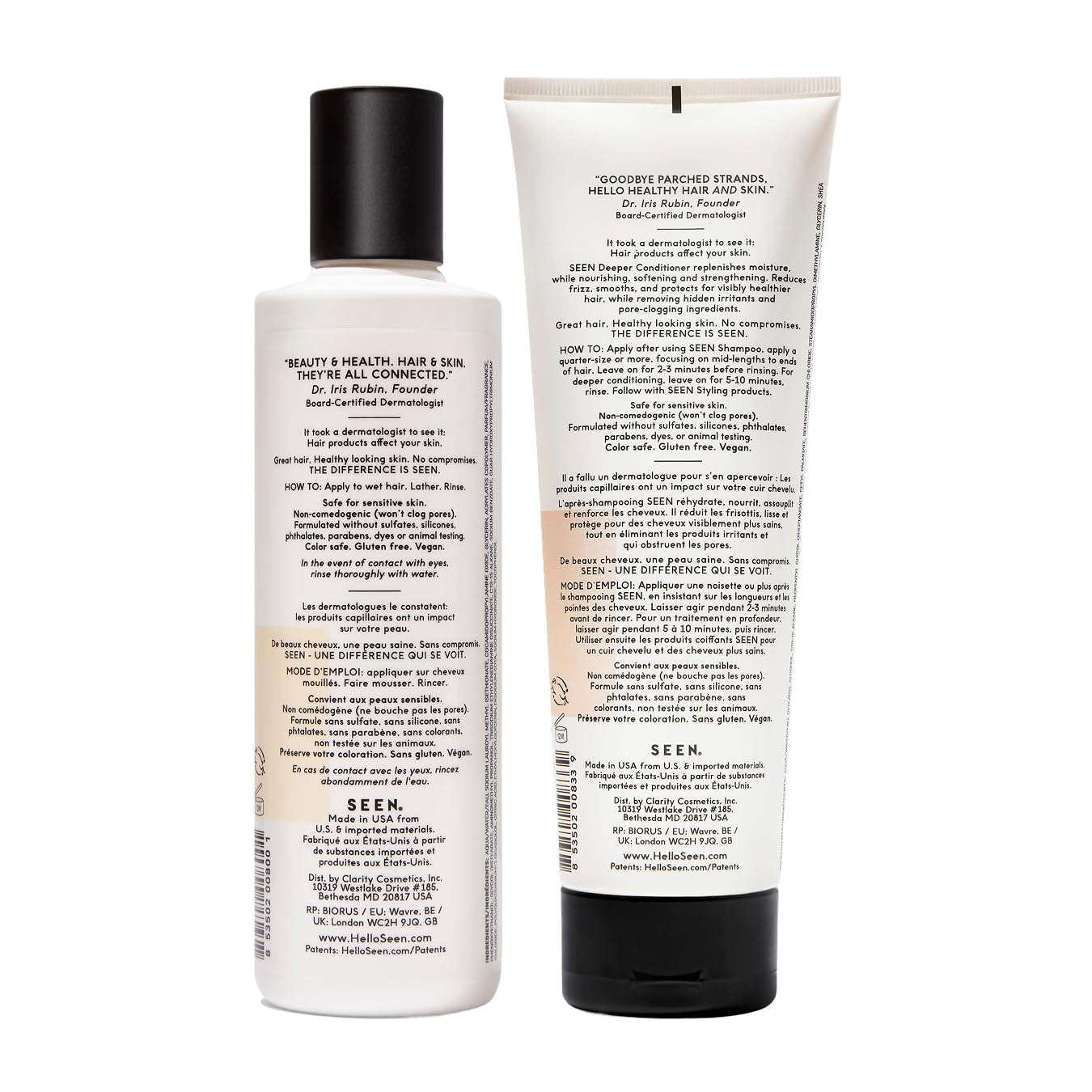 SEEN Shampoo & Deeper Conditioner Bundle, Dermatologist-Developed Hair Care Set