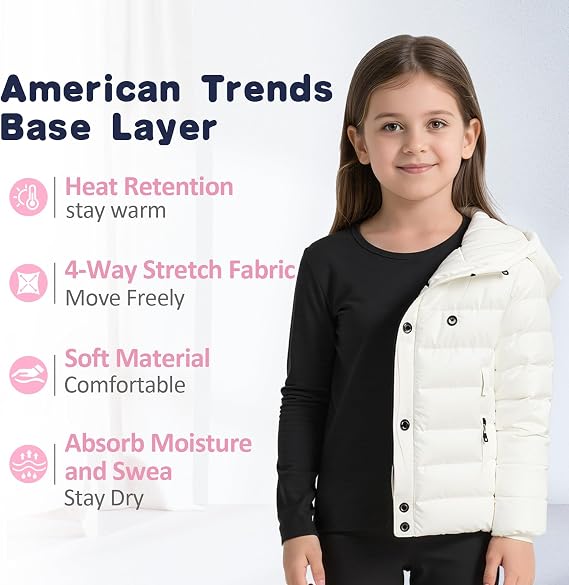 American Trends 2T-5T Toddler Thermal Underwear Set, Kids Base Layer