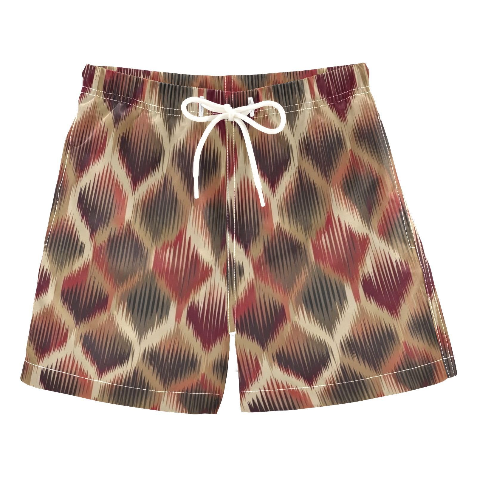 FLildon Ikat Moroccan Pattern Little Boys Swim Trunks with Mesh Lining Quick Dry Beach Board Shorts, 3T