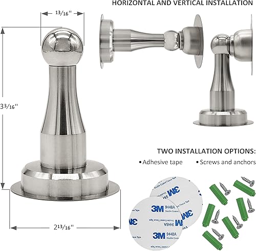 Miniatura 8 de Juego completo de pomo de puerta de privacidad y 3 bisagras de puerta con tapón magnético para puerta, kit completo de herrajes para puerta