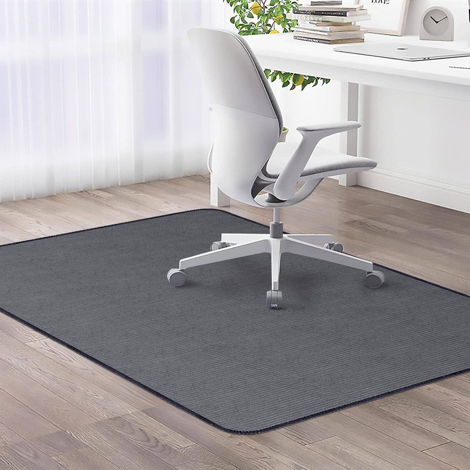 USTIDE Upgraded Office Chair Mat for Hardwood & Tile Floor 35"x47", Computer Gaming Rolling Chair Mat Wood Floor Protector Glue - Free Adhesive Non-Slip Floor Protector for Home Ofiice, Grey