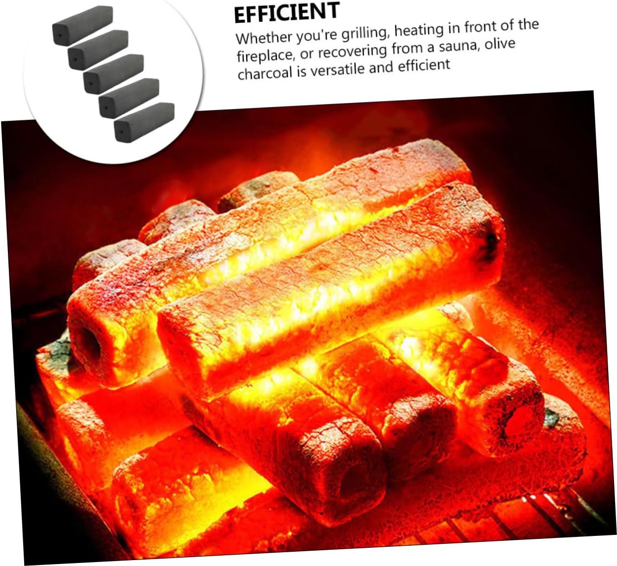 5pcs Bamboo Charcoal Tablets for Cooking Fire Charcoal for Outdoor BBQ Indoor Fireplace Lightweight High-Temperature Cooking Essentials