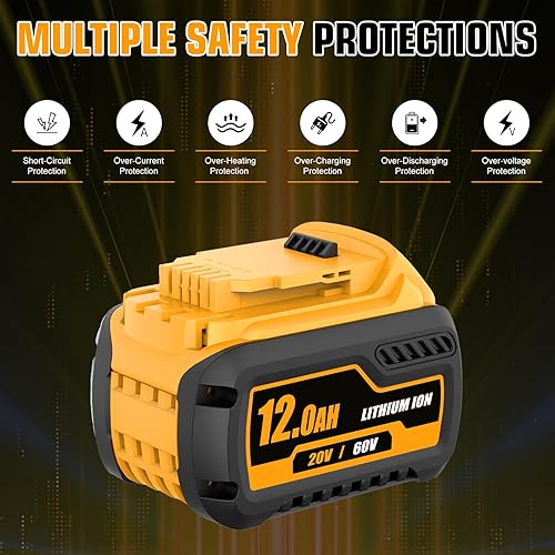 Miniatura 4 de Paquete de 4 baterías de repuesto de alta capacidad de 12000 mAh para batería de iones de litio Dewalt 20V/60V MAX compatible con herramientas