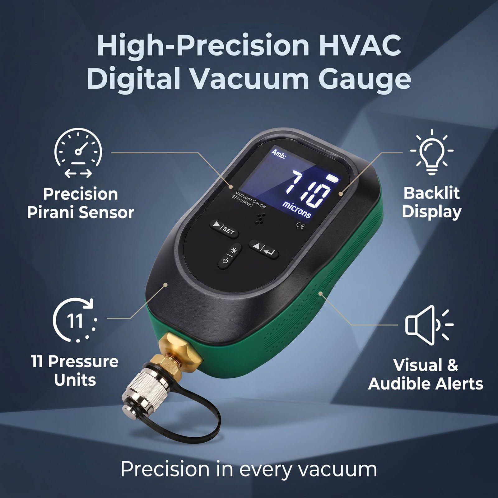 Probador de Calibre Micrométrico Digital Preciso con Sensor Pirani para Análisis de Vacío Detallado en Sistemas de Refrigeración