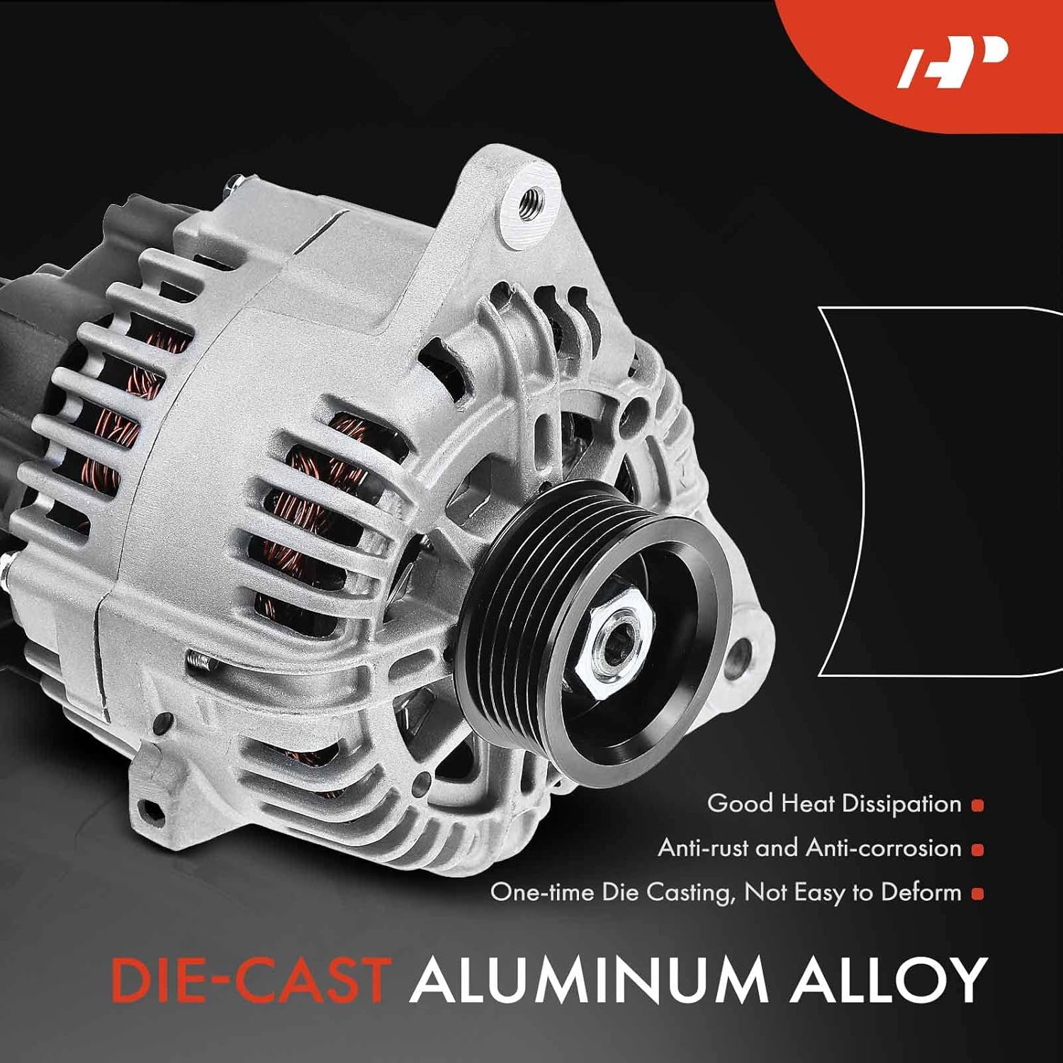 A-Premium Alternator Compatible with Hyundai & Kia Models - 05-06 Optima Santa Fe Magentis, 2005 Sonata, 05-10 Sportage, 05-08 Tiburon, 05-09 Tucson - V6 2.7L - 12V 120A CW 6-Groove Pulley