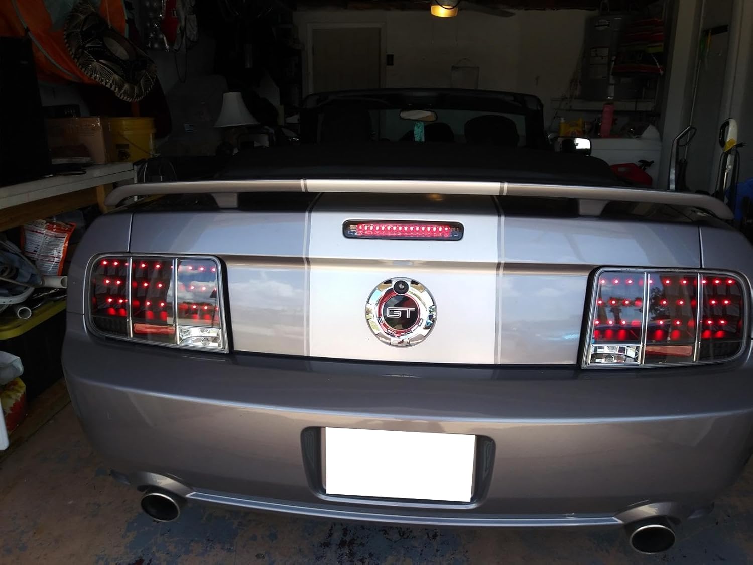 iJDMTOY Smoked Lens Chrome Reflector Full LED 3rd Brake Light Compatible With 2005-2009 Ford Mustang, Powered by 16 Super Bright Red LED Emitters
