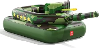 QPAU Flotador inflable para pileta con tanque para adultos y niños – Flotador de camuflaje con cañón de agua, juguete de balsa de natación para niños y niñas, flotadores de fiesta en el patio trasero de la playa del lago