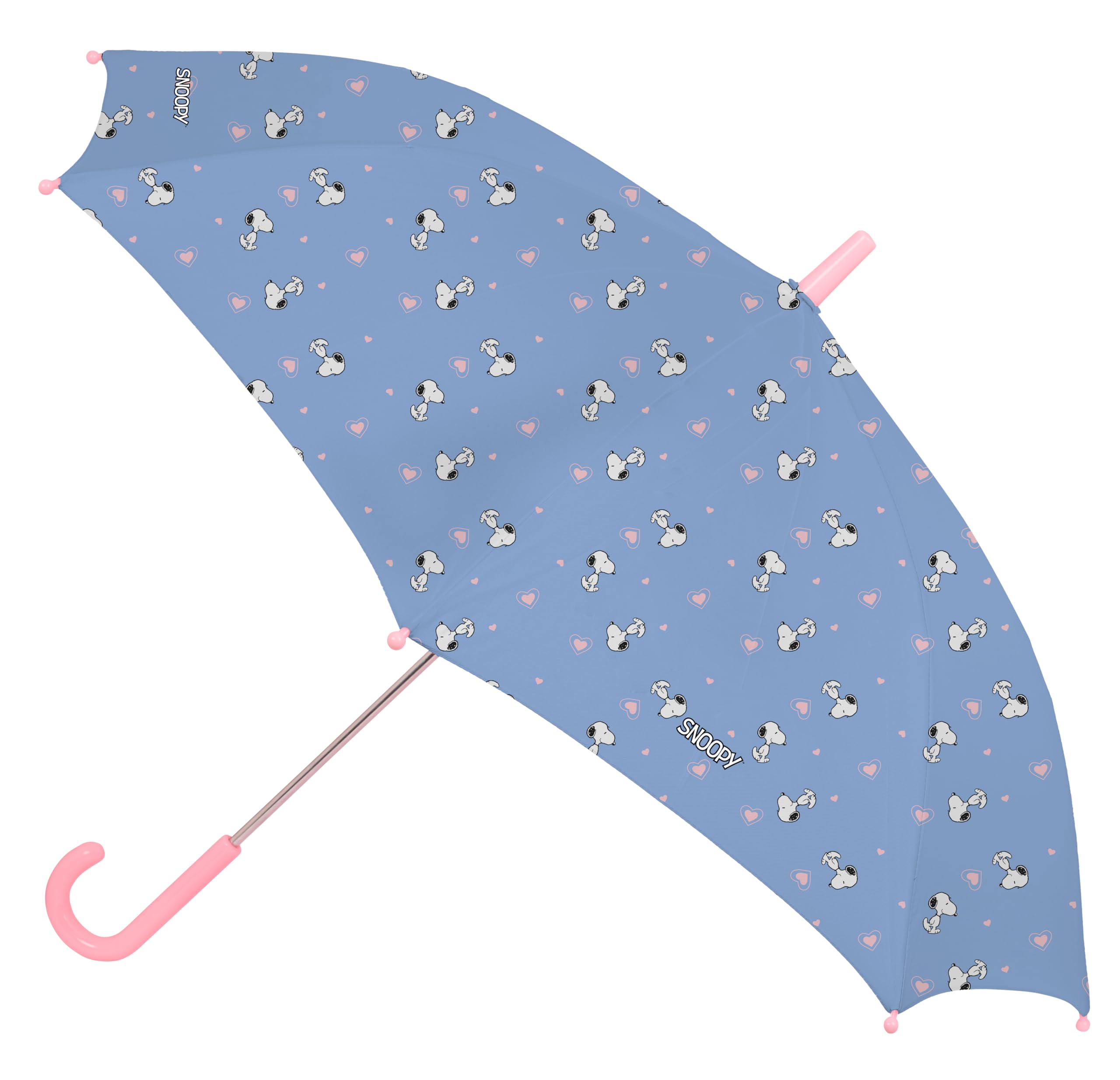 SNOOPY - Ombrello manuale, 8 pannelli, aste metalliche, comodo e versatile, qualità e resistenza, 48 cm, materiale poliestere