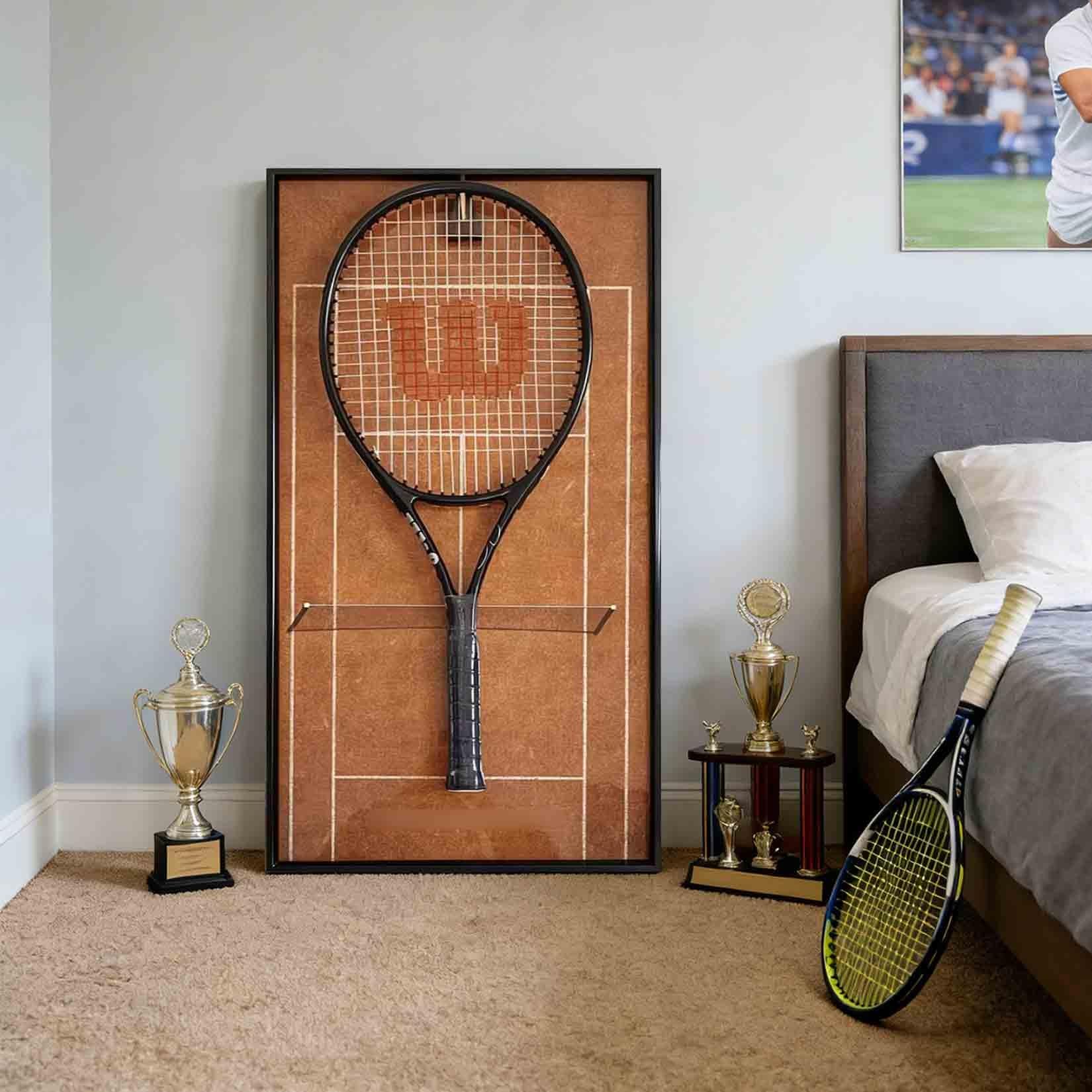 Support de Rangement Mural pour Raquettes de Raquettes de Tennis- Support Vertical Mural Decoration Salon Tennis - Décoration Murale - Cadeau(40x80cm)(C)