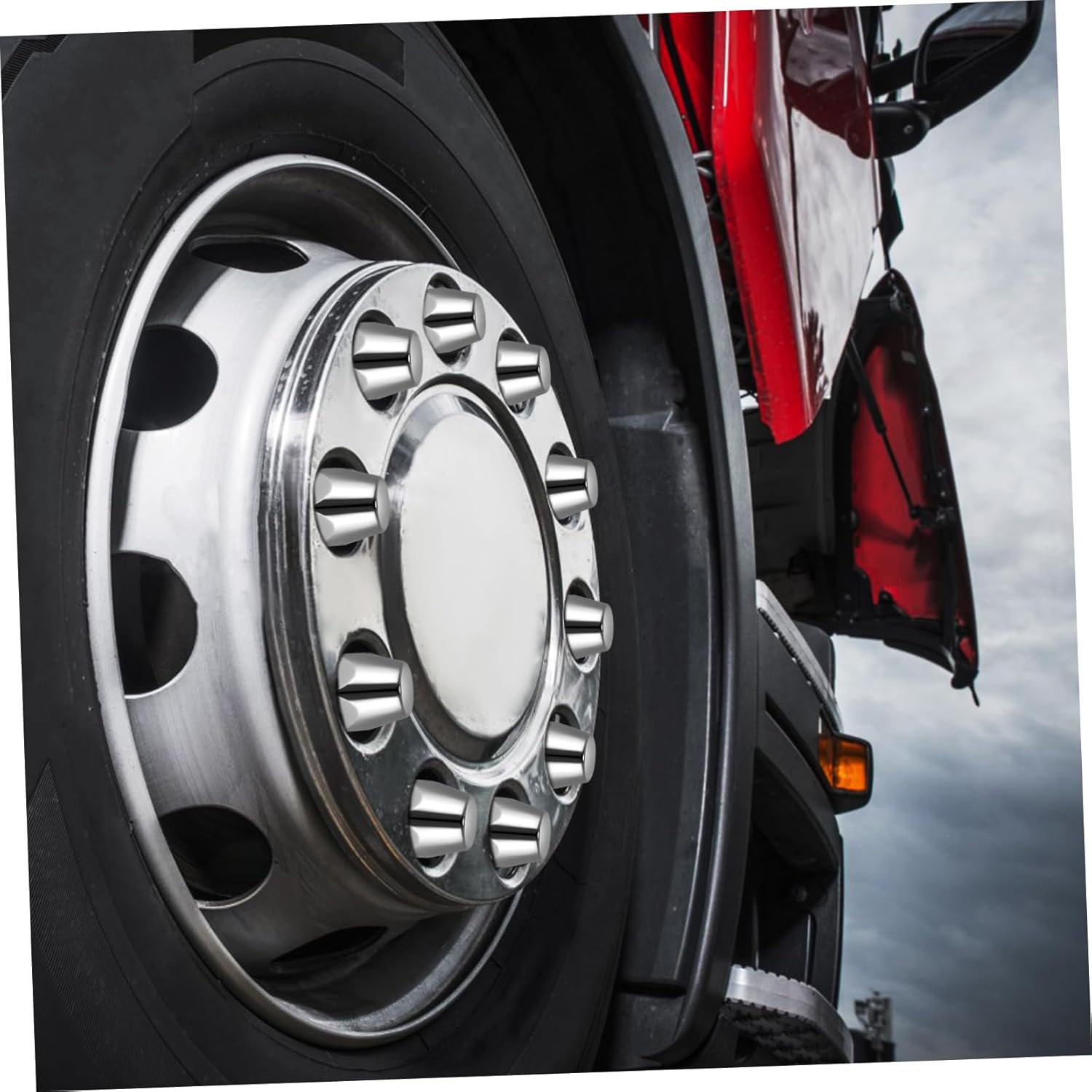 Healifty 20-Piece Chrome Lug Nut Covers Set for Semi Trucks Sturdy Plastic Wheel Hub Protectors Fits Most Trailers and Trucks Easy to Install and Remove