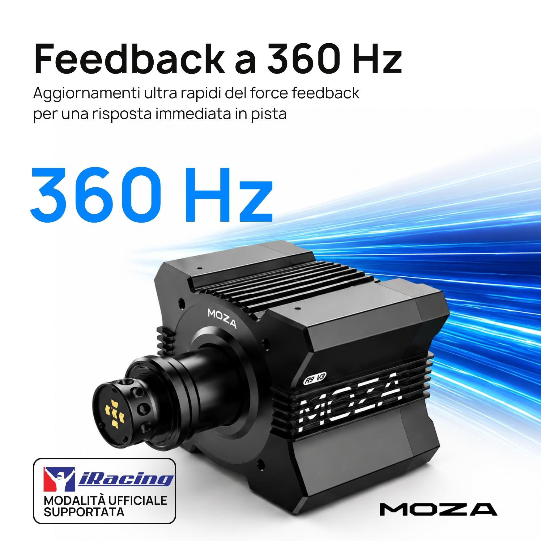 MOZA R9 V3 Base Volante Direct Drive 9 Nm per Simulatore di Guida PC, Encoder Magnetico 21 bit, Alluminio Aeronautico, Compatibile Ecosistema, Sim Racing Professionale