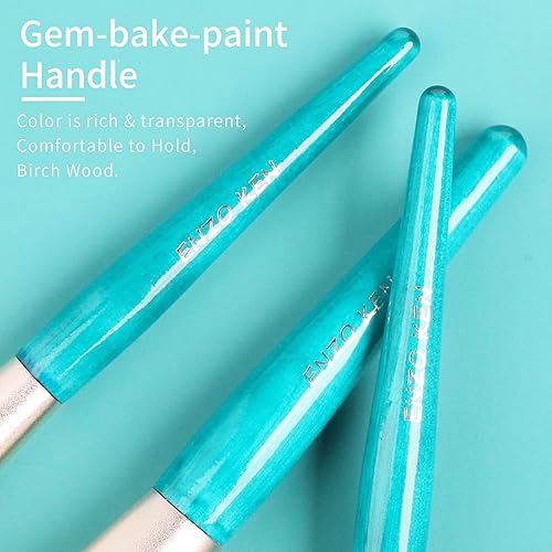 Miniatura 6 de ENZO KEN - Juego de brochas de maquillaje azul con estuche, juego de brochas de maquillaje veganas profesionales, juego de brochas de maquillaje,