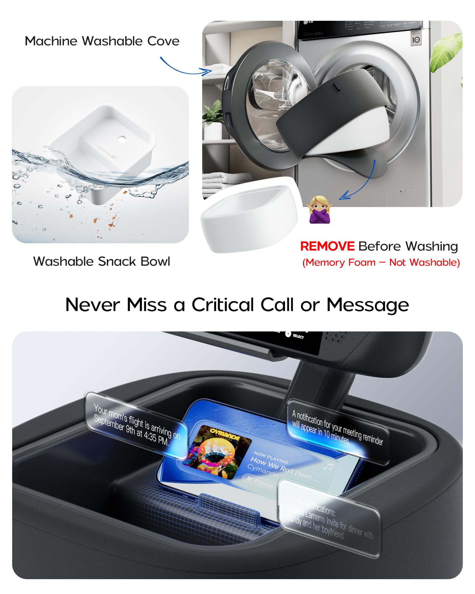 LULULOOK Gaming Kissen Ständer für Steam Deck & 4.7-14.6" Tablet mit 2 Clips, Maschine Waschbar Kindle Halterung Kissen mit 360° Schwenk Arm, Zero Gravity Steam Deck Zubehör mit Abnehmbar Snack