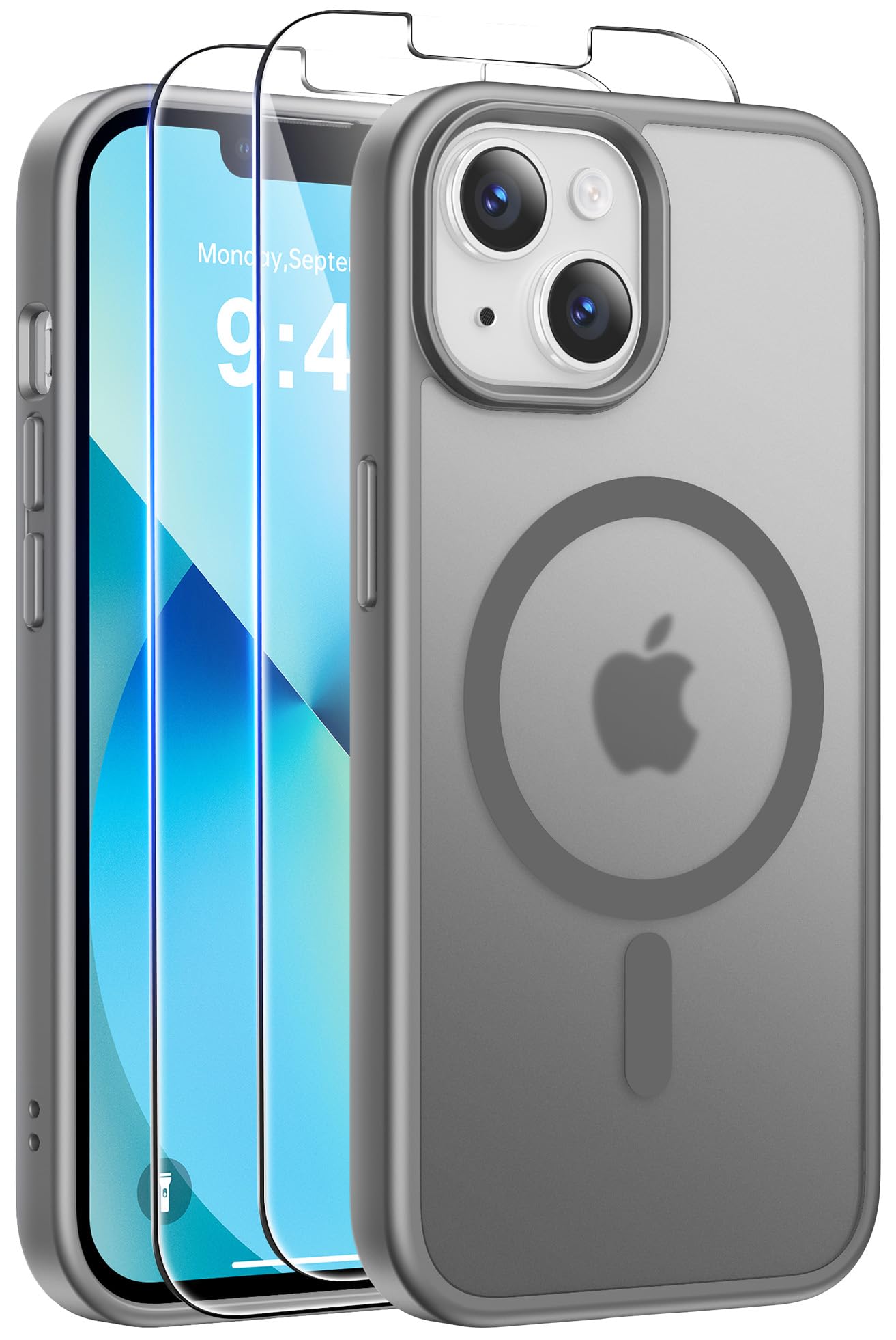 Qasyfanc Magnetic for iPhone 15 Case with 2 Tempered Glass Screen Protector, Compatible with MagSafe, Full Camera Protection, [Anti-Yellowing] Shockproof Protection Phone Case, Clear — view 21