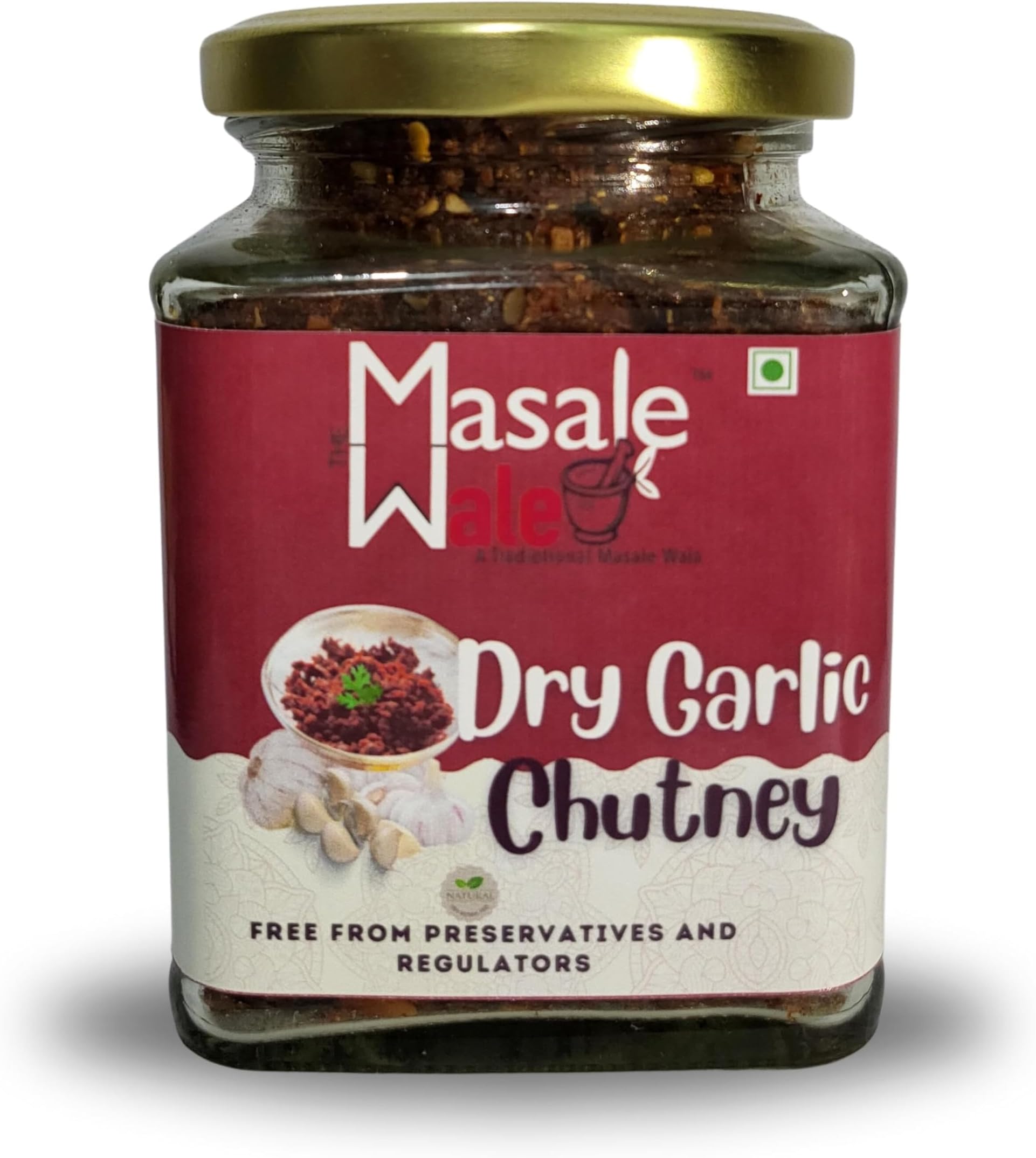 The Masalewale's Dry Garlic Chutney | Lahsun Chutney | vada pav chutney | Spicy | Homemade | fusion of more than 12 spices along with garlic & peanut | Must Try | 200 gm (pack of 1)