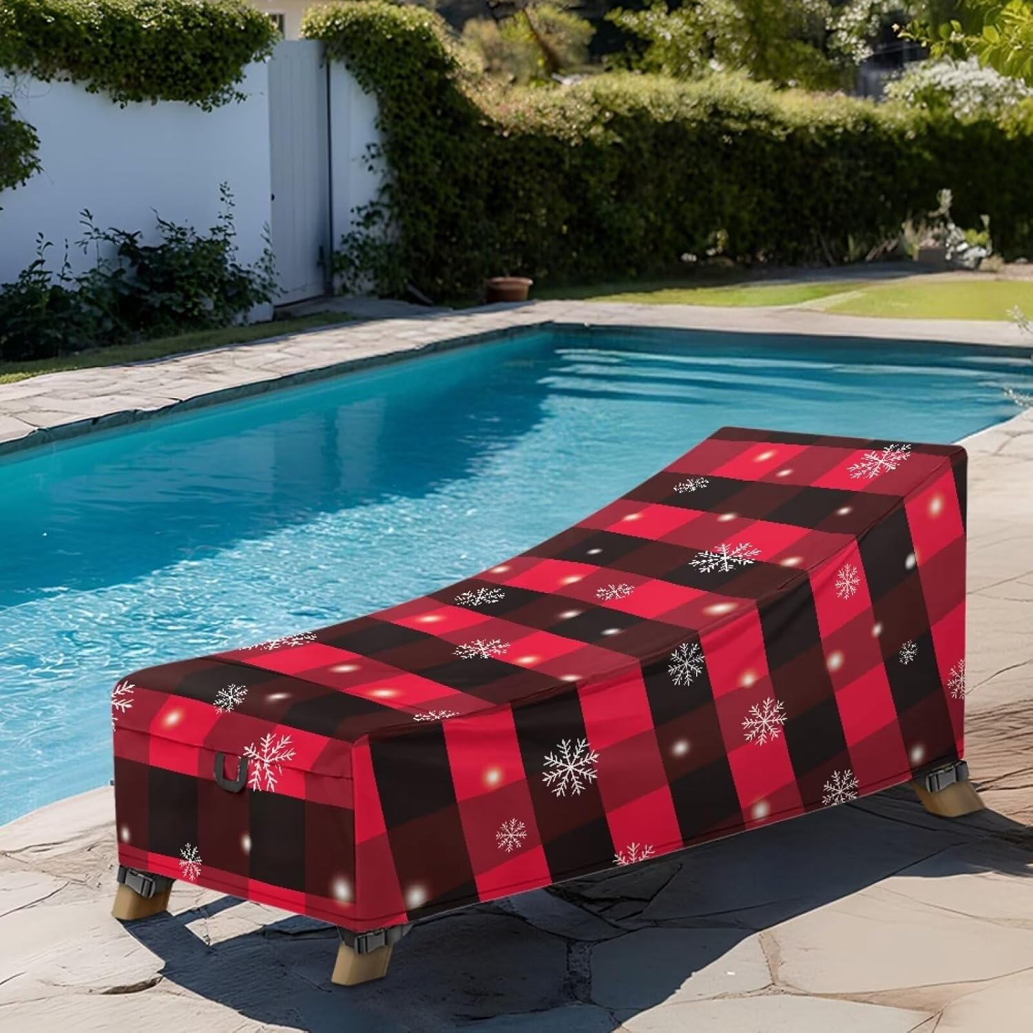 Xmas Printed Patio Lounge Chair Covers, Windproof Heavy Duty Outdoor Chaise Lounge Furniture Protector All Weather Protection,Halloween Pumpkin Face