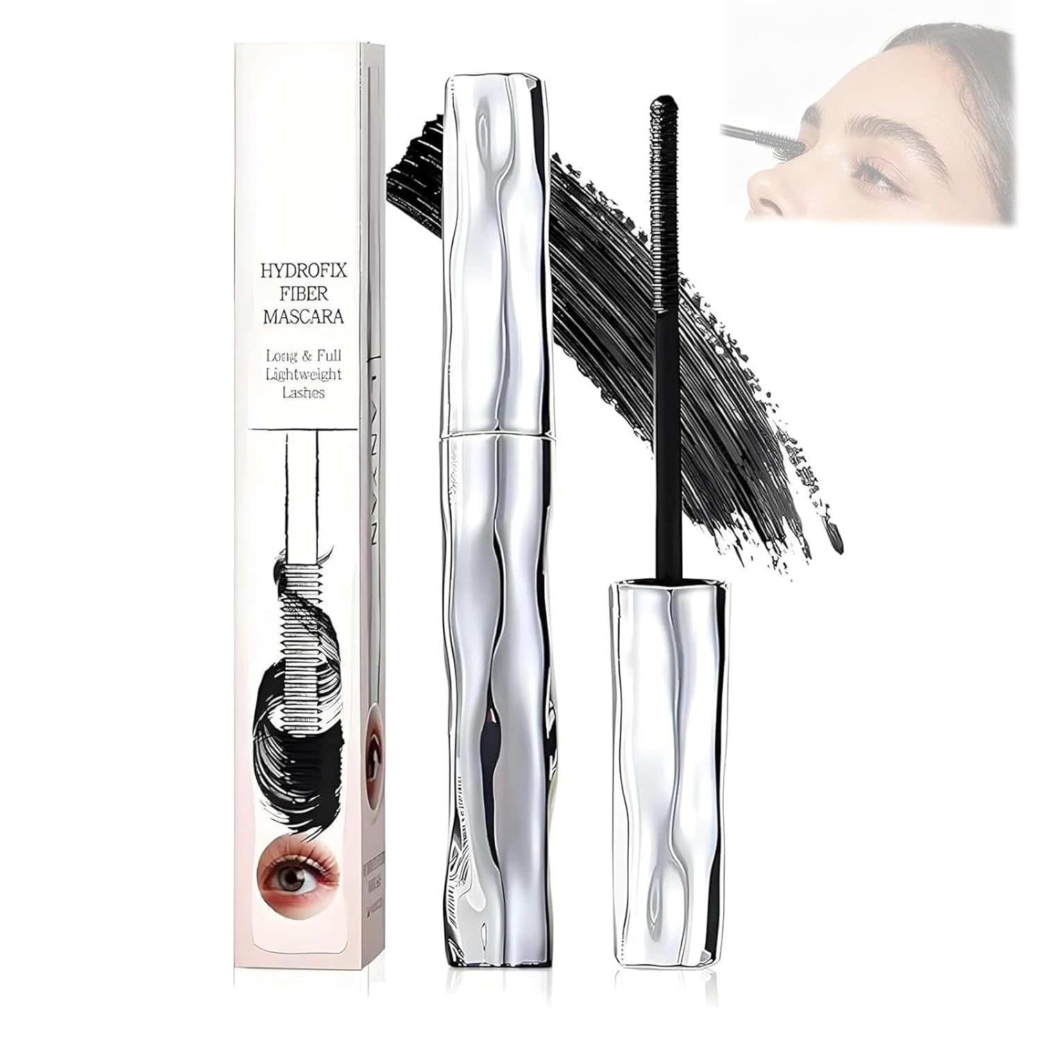 Waterproof Fibre Mascara with Tubular Lash Primer & Metal Wand, Smudge-Resistant, Lengthening & Curling, No Clumps for Defined Lashes, All-Day Wear (3)