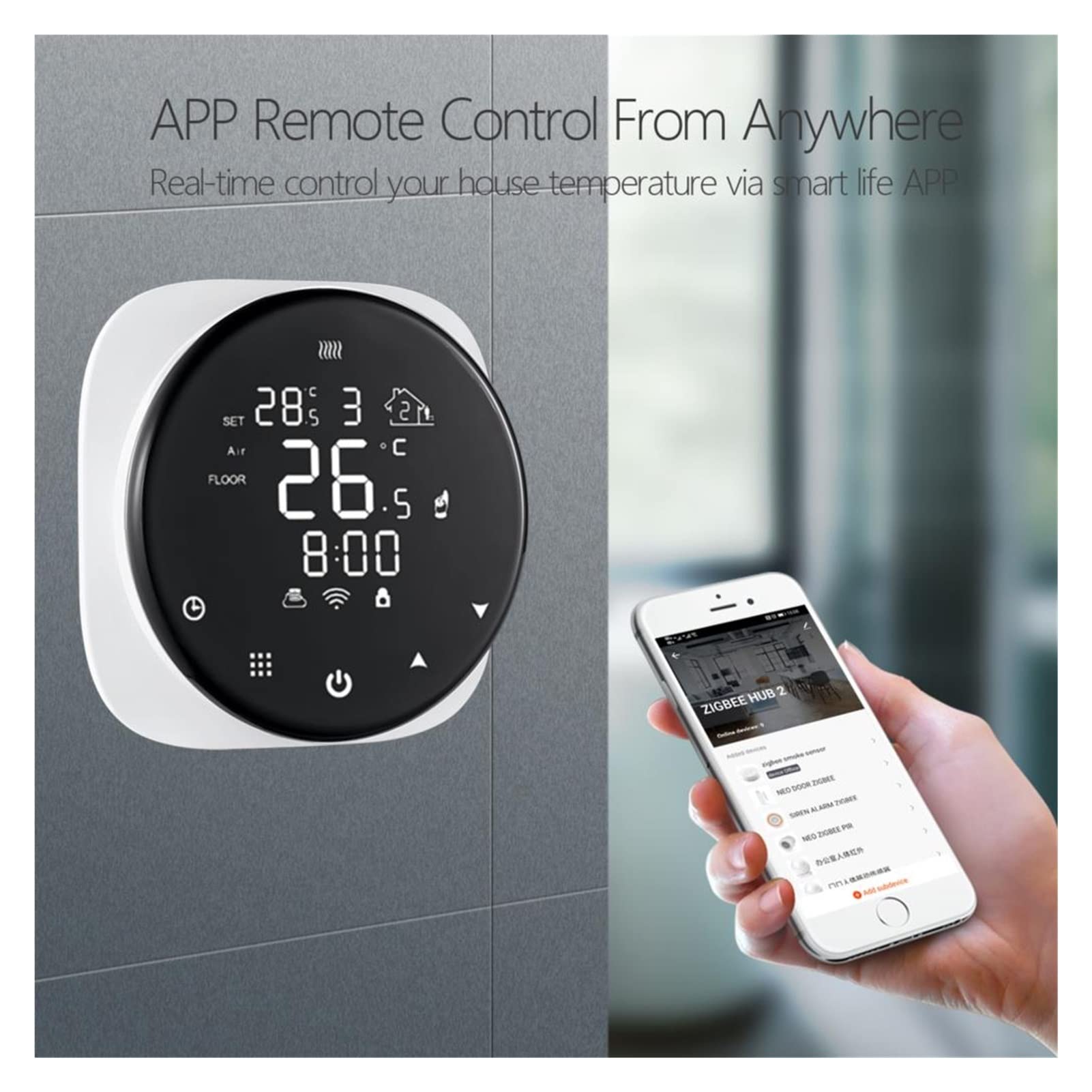 Czujnik termometru, WIFI Smart Termostat do wody/elektrycznej Ogrzewanie podłogowe Kocioł wodny Temperatura Pilot zdalnego sterowania(Electric Floor 16A)