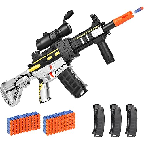 Realistic Toy Foam Blaster Gun - Electric Sniper Rifle with Scope 120 Soft Bullets 3 Magazines, Automatic Dart Gun for Boy Ages 8-12 Years Old, Indoor Outdoor Gifts for Adult Kid Christmas Birthday