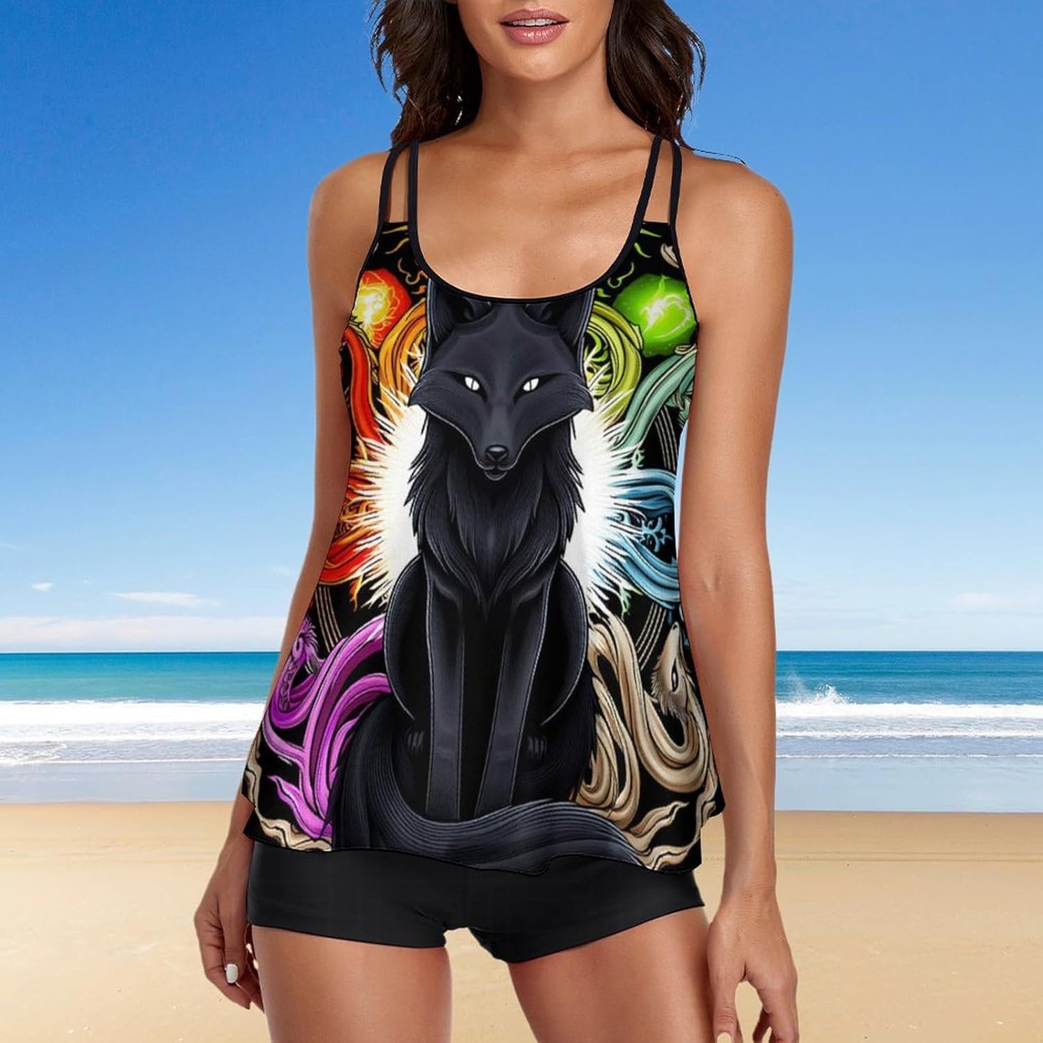 Two Piece Swimsuit for All Women, Backless V Neck Swimwear Monokini Beachwear