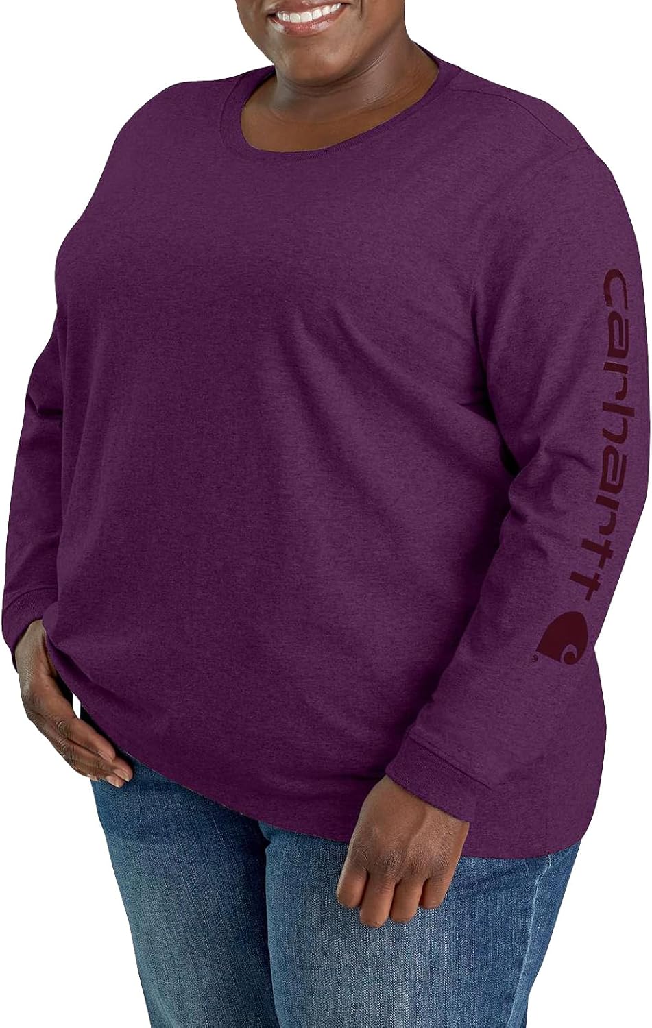 Carhartt Women's Loose Fit Heavyweight Long-Sleeve Logo Sleeve Graphic T-Shirt - Image 2