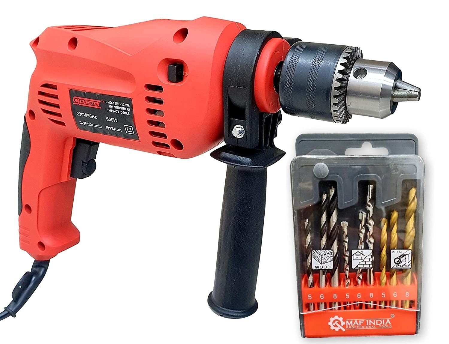 Cheston 13MM.3WWM 9Pcs Bit Impact Hammer Drill Machine SDS Chuck-650W, 2900-RPM with Accessories (B098Q5LY81) Amazon Price History, Amazon Price Tracker