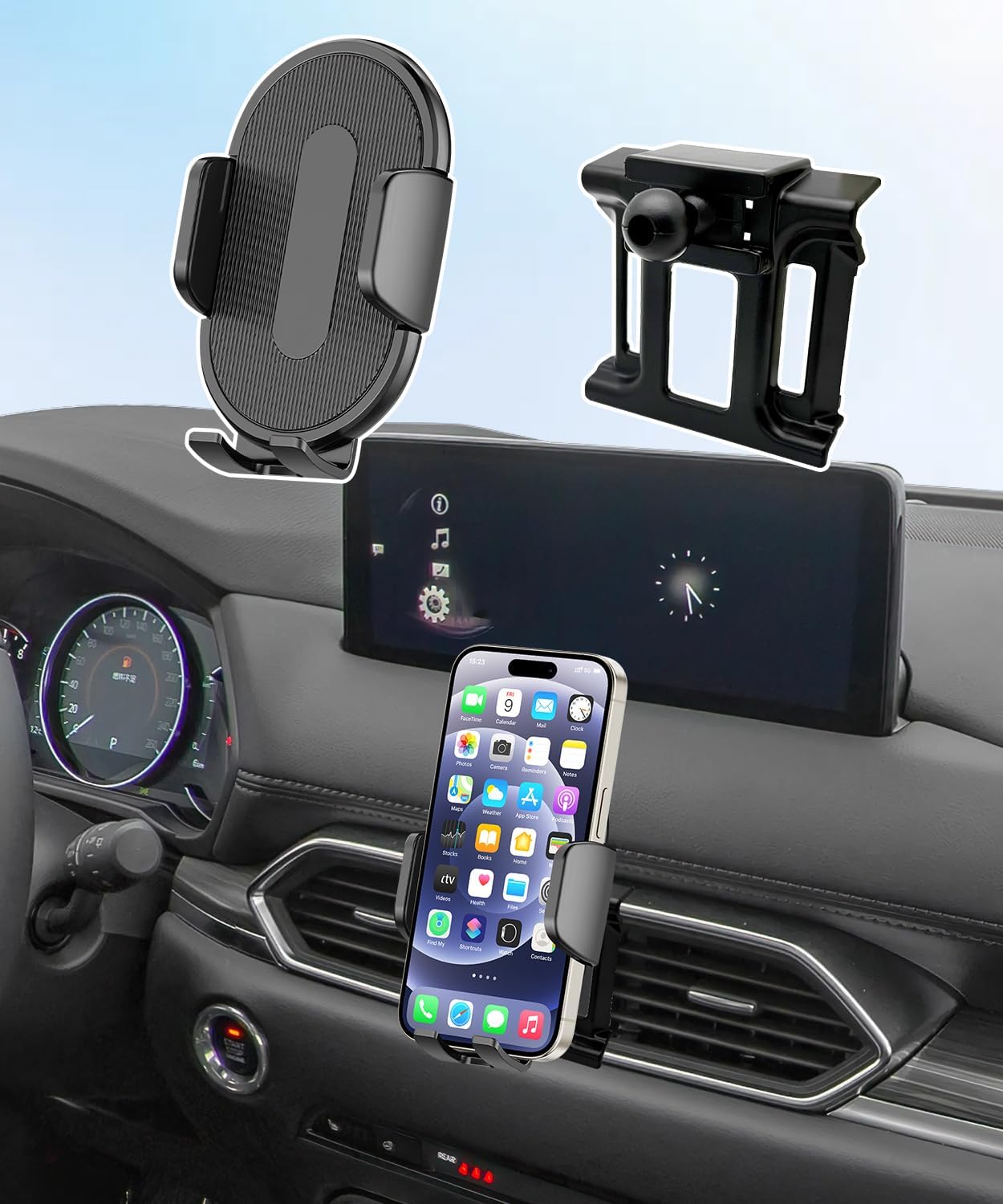 Car Phone Holder for Mazda CX-5 2017-2026 Auto Accessories，One Hand Place & Pick，360° Rotation，Hands Free，for 4.7-7 inch Phones