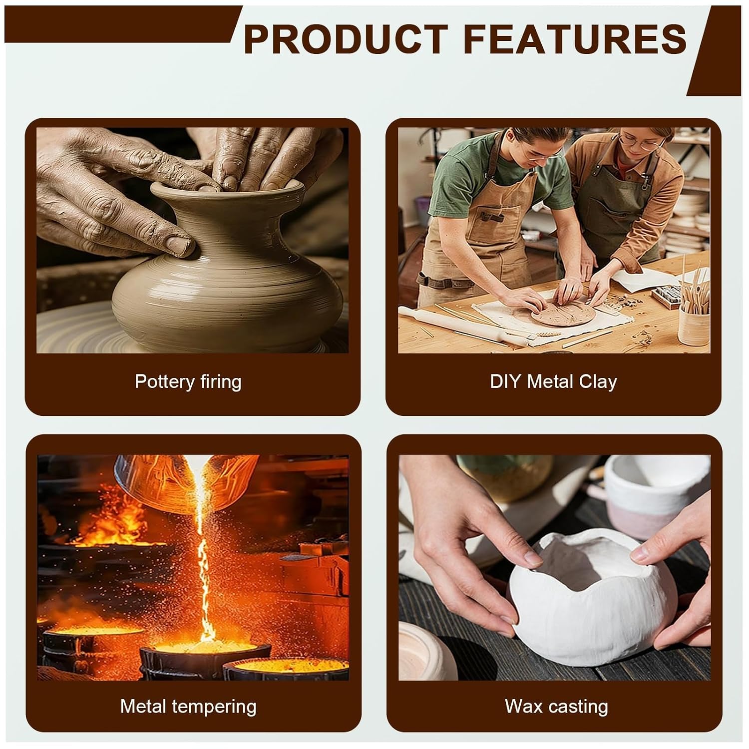 Electric Ceramic Kiln Furnace, 1750W Ceramic Muffle Furnace, with PID Temperature Control and Observation Window, for Wax Burning Metal Melting Jewelry Making and Porcelain Glazing