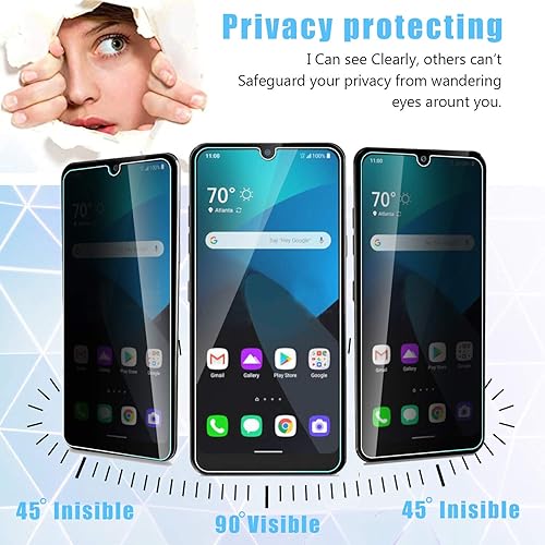 Miniatura 3 de Anbzsign - Protector de pantalla de privacidad para LG Harmony 4, vidrio templado de dureza 9H antiespía (2 unidades)