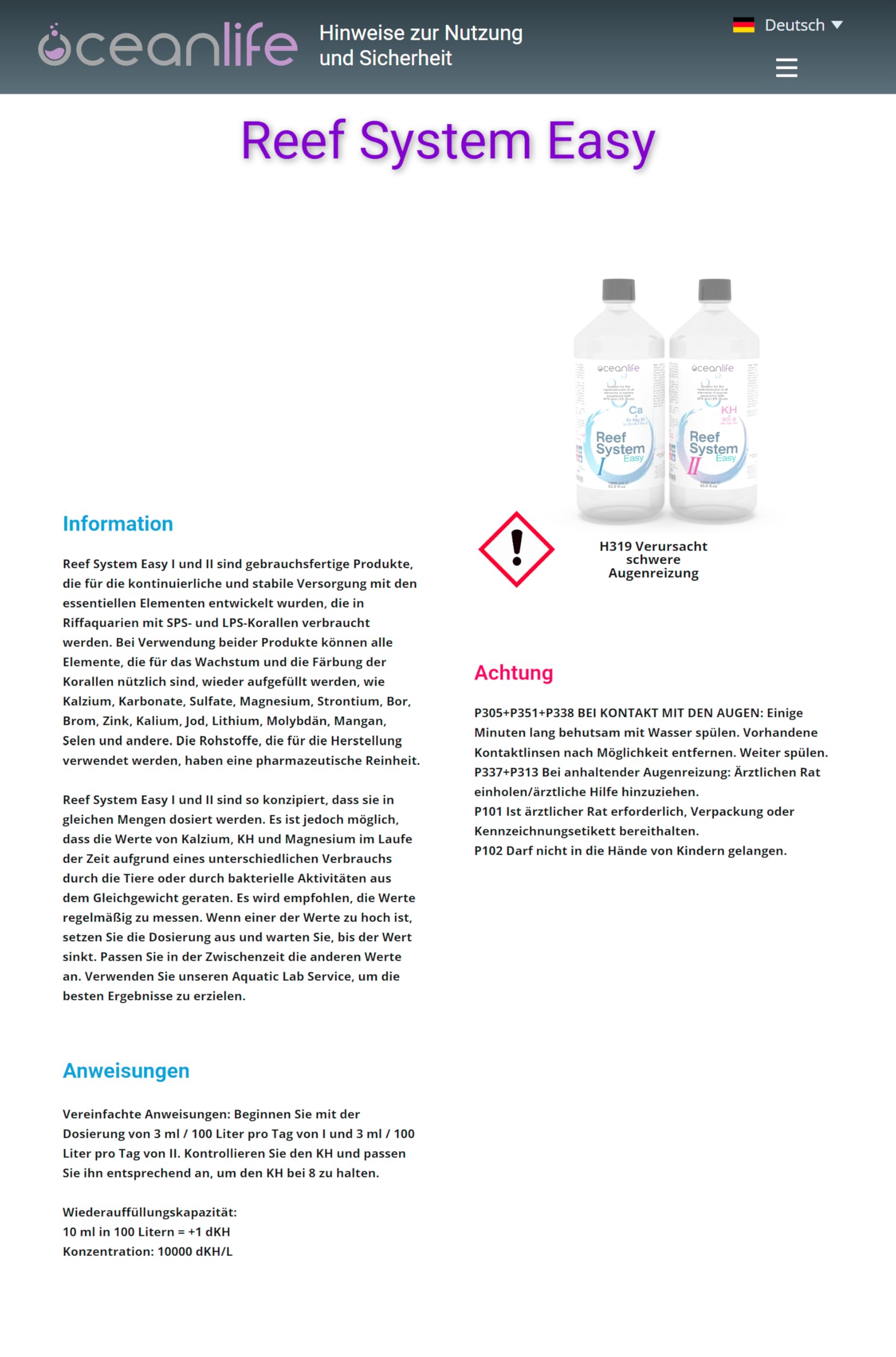 Oceanlife Reef System Easy I e II - 1000 ml