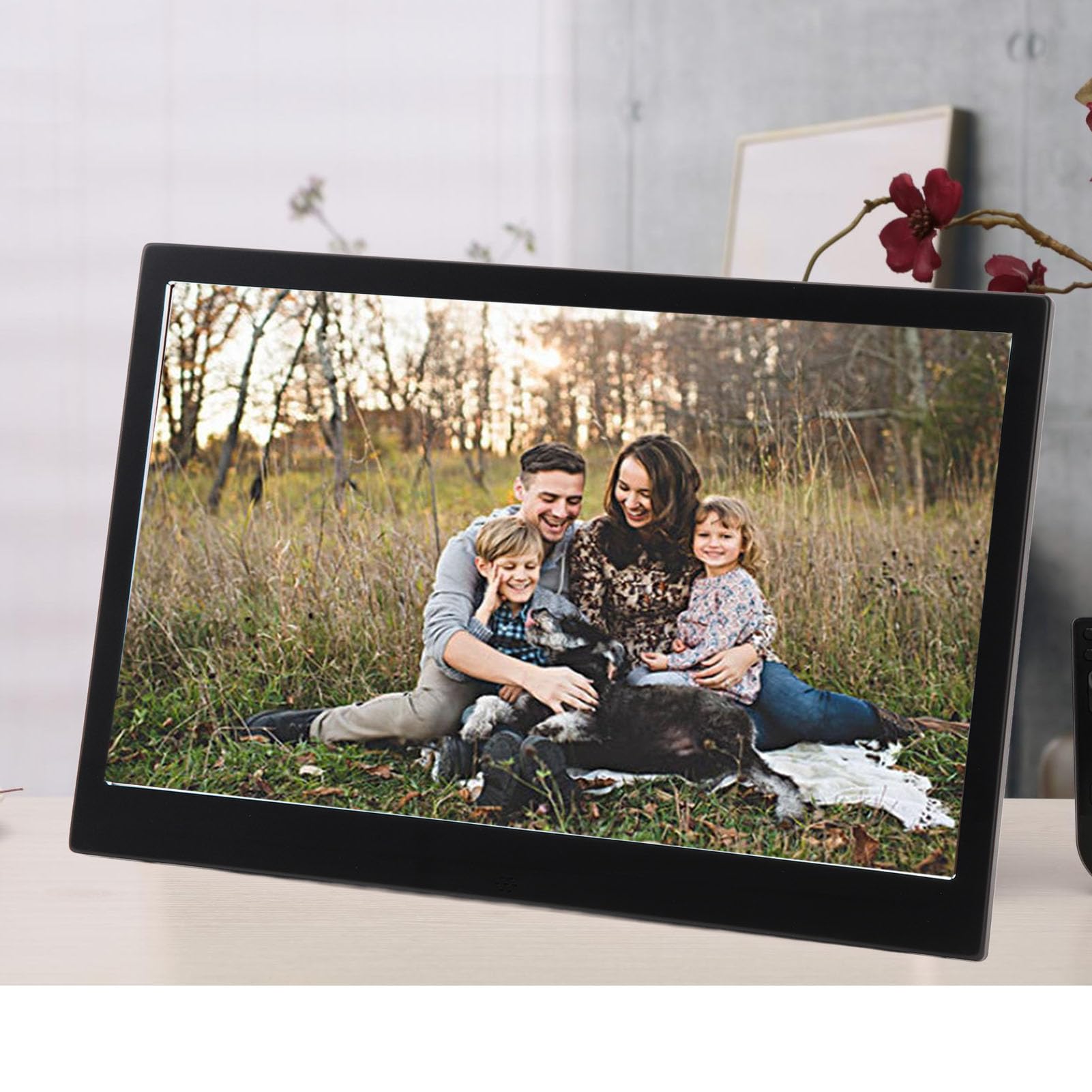 Digitaler Bilderrahmen mit 13 Zoll HD Bildschirm, 1280 x 800, Elektronischer Bilderrahmen Aluminiumlegierung Ultradünnes Design, Vielseitige Konnektivität für Geburtstag Hochzeit