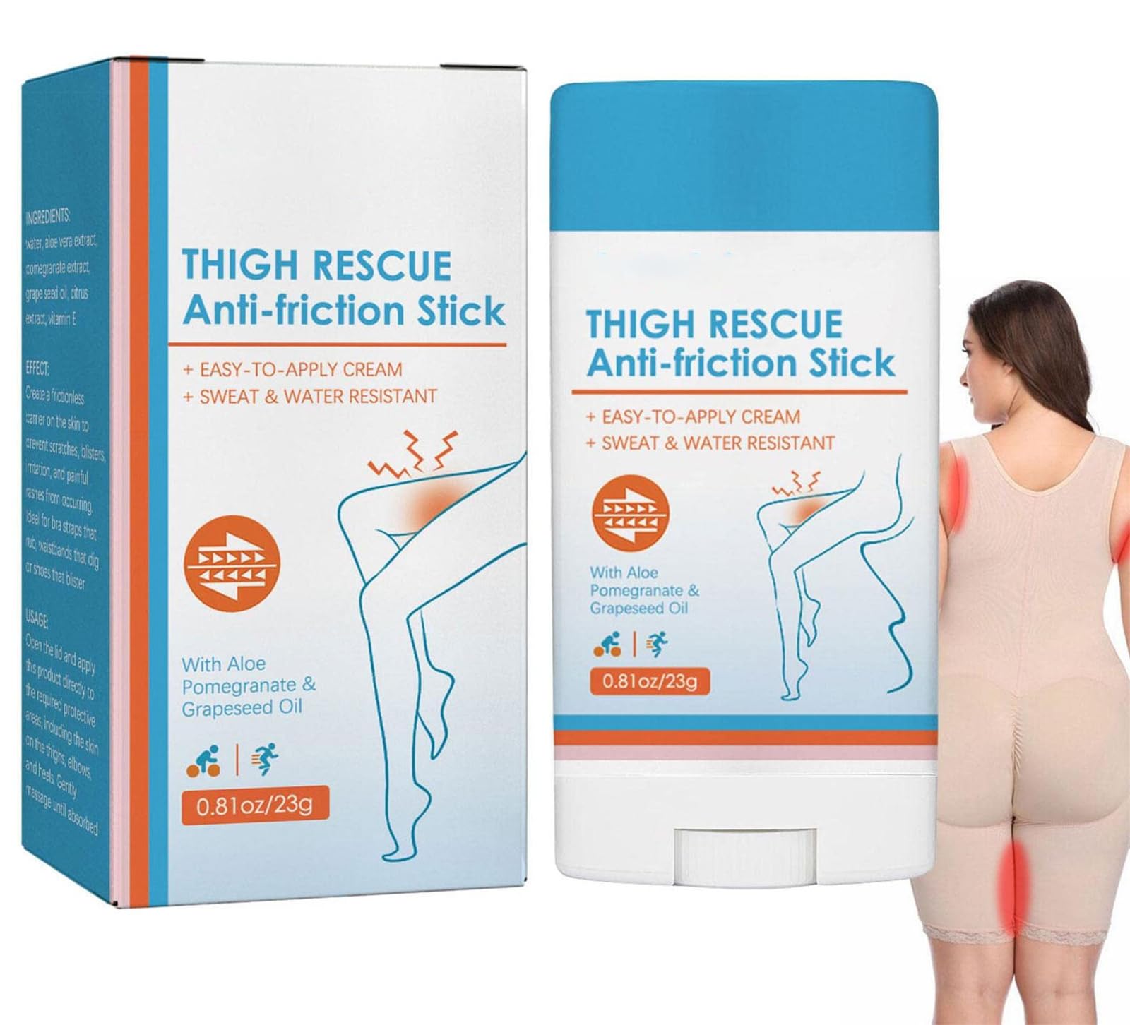 Anti Chafe Balm,Waterproof Running Chafe Stick,Thigh Rescue Anti Chafe Stick,Anti Chafing Cream for Men & Women,Protection Against Body Skin Friction, Thigh Rubbing & Foot Blister Skin Protection