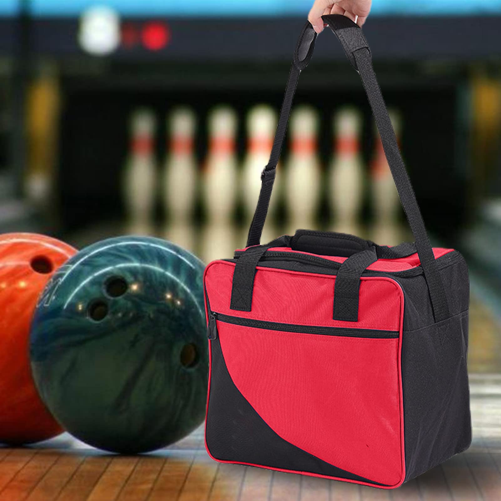 Sac de bowling portable pour 1 balle, sac de bowling unique avec bandoulière, sac pour balle de bowling Oxford, sacs pour une boule de bowling, pour ranger balles, chaussures, serviettes, bouteilles