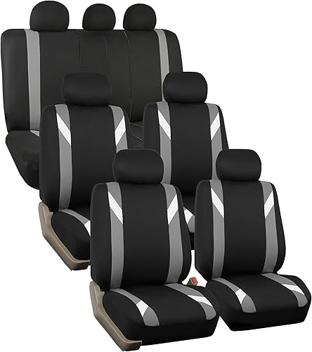 Fundas para asientos en 3 filas modernas de alta calidad FH GROUP FH-FB033217 color beige y negro, para la mayoría de los autos, camionetas, SUV y