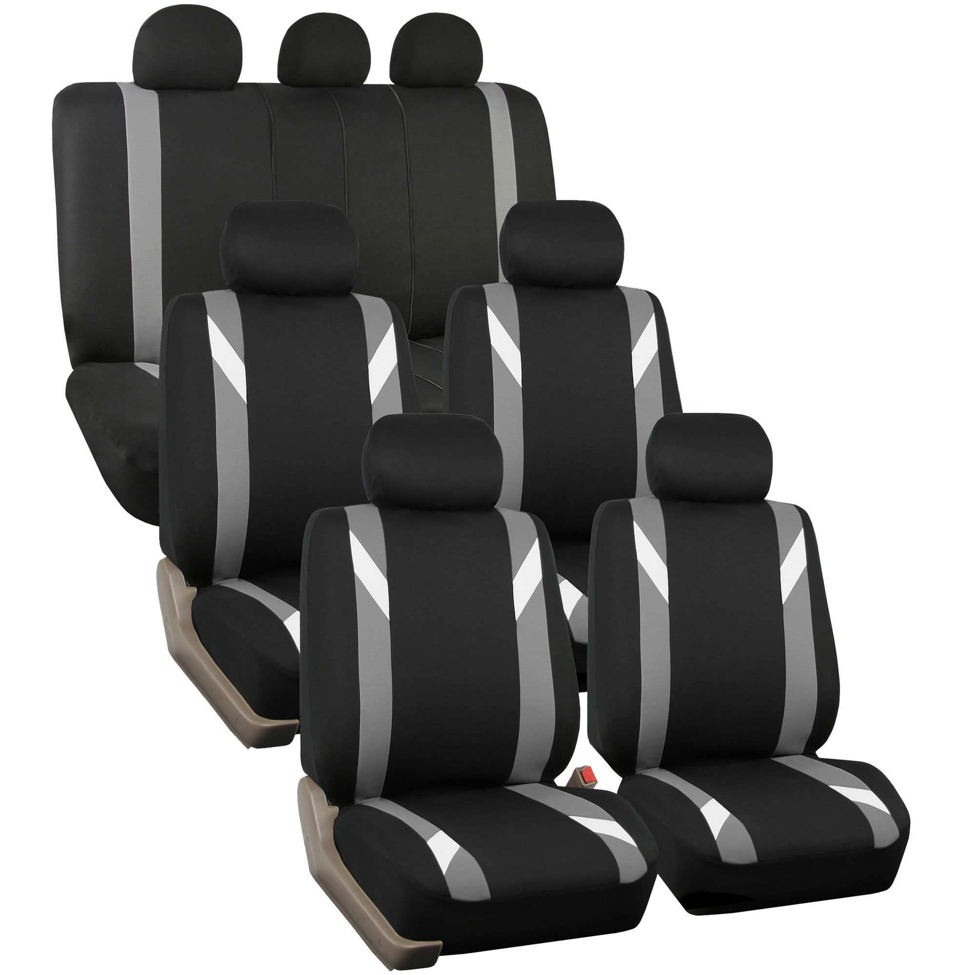 Photo 1 of FH Group Car Seat Covers Three Row Set Gray Premium Modernistic, Airbag and Split Rear Car Seat Cover Universal Fit Interior Accessories for Cars Trucks and SUV Car Accessories Automotive Seat Covers