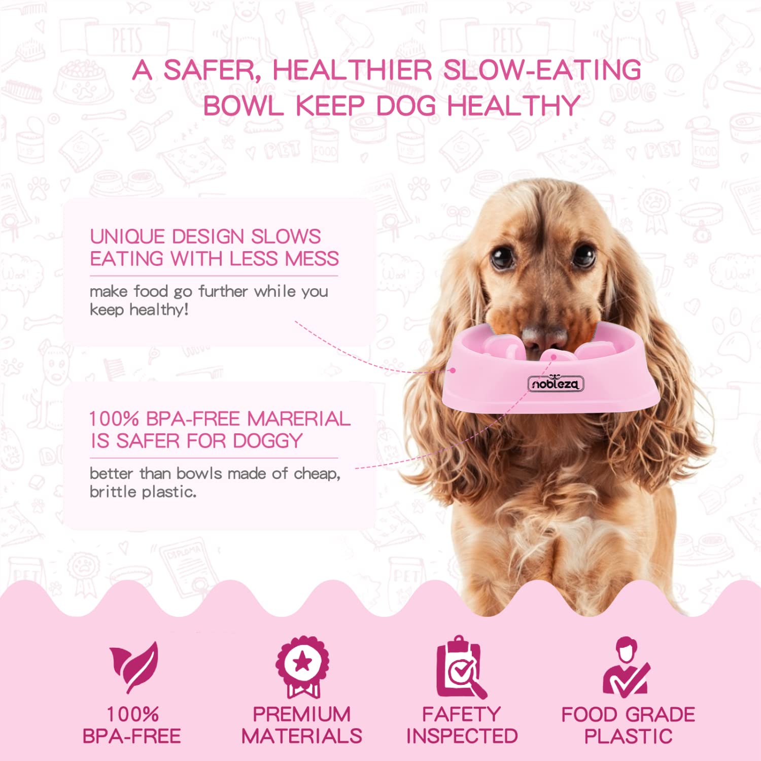 Ciotola Antingozzamento Per Cani - Slow Feeder Puzzle, Rosa, Anti-Scadivolamento, Materiale Sicuro - Foto 7