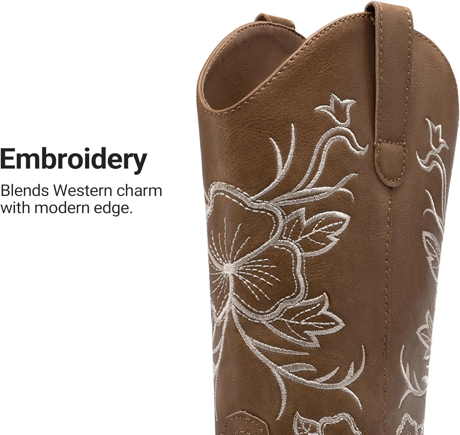 DREAM PAIRS Women's Western Cowboy Boots Square Toe Embroidered Mid Calf Boots Western Chunky Low Heel for Country Music Festivals Theme Party and Concert - Image 7