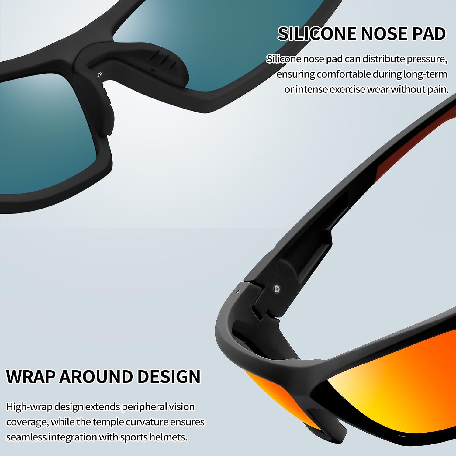 Joopin Rectangle Sports Sunglasses Polarized UV400 Protection Wrap Around