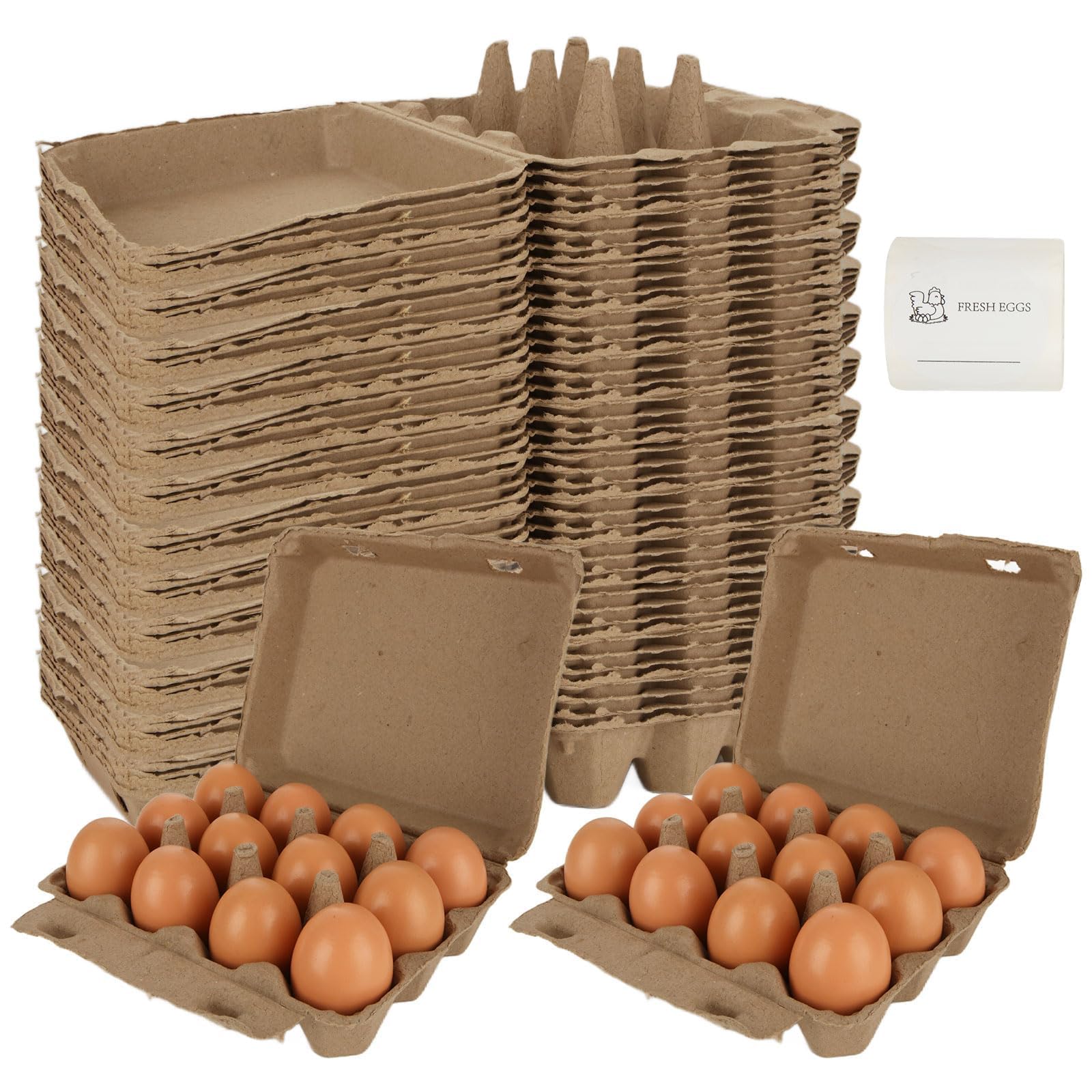 30 Eierkartons, 12 Stück, 3 x 4 Eierkartons, günstige Großpackung, für bis zu 12 Eier, stabiles Design aus recyceltem Karton
