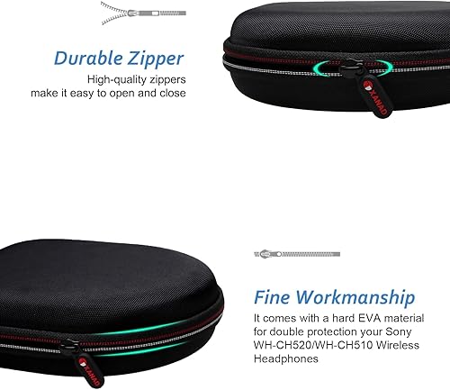Miniatura 7 de XANAD Estuche rígido para auriculares inalámbricos Bluetooth Sony WH-CH520  WH-CH510 - Bolsa de almacenamiento protectora de viaje (gris)