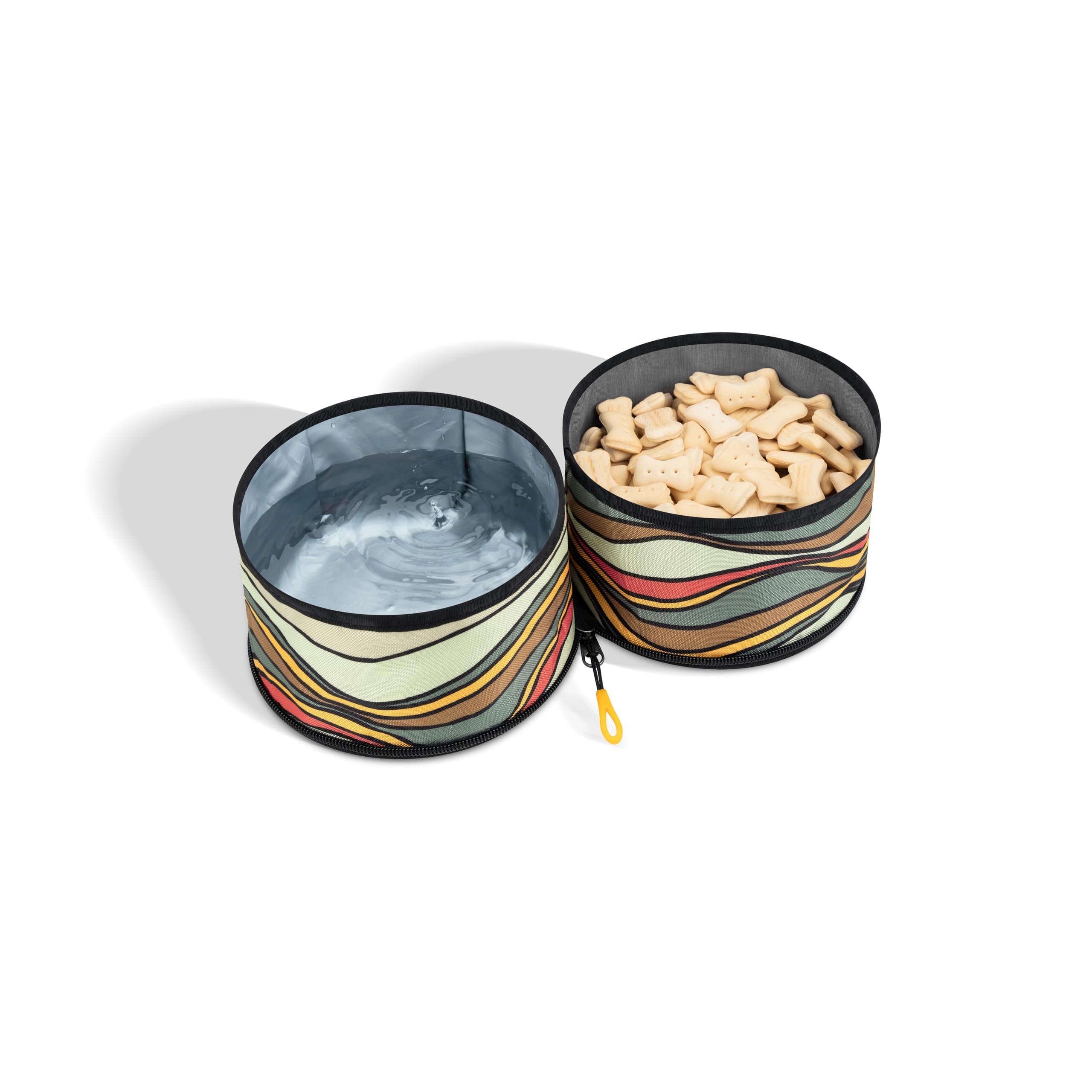 OllyDog Superbowl | Collapsible Dog Travel Bowl | 2 Compartment Food & Water | Foldable| Portable Dog Bowl | Hiking, Camping (Ventura '73)