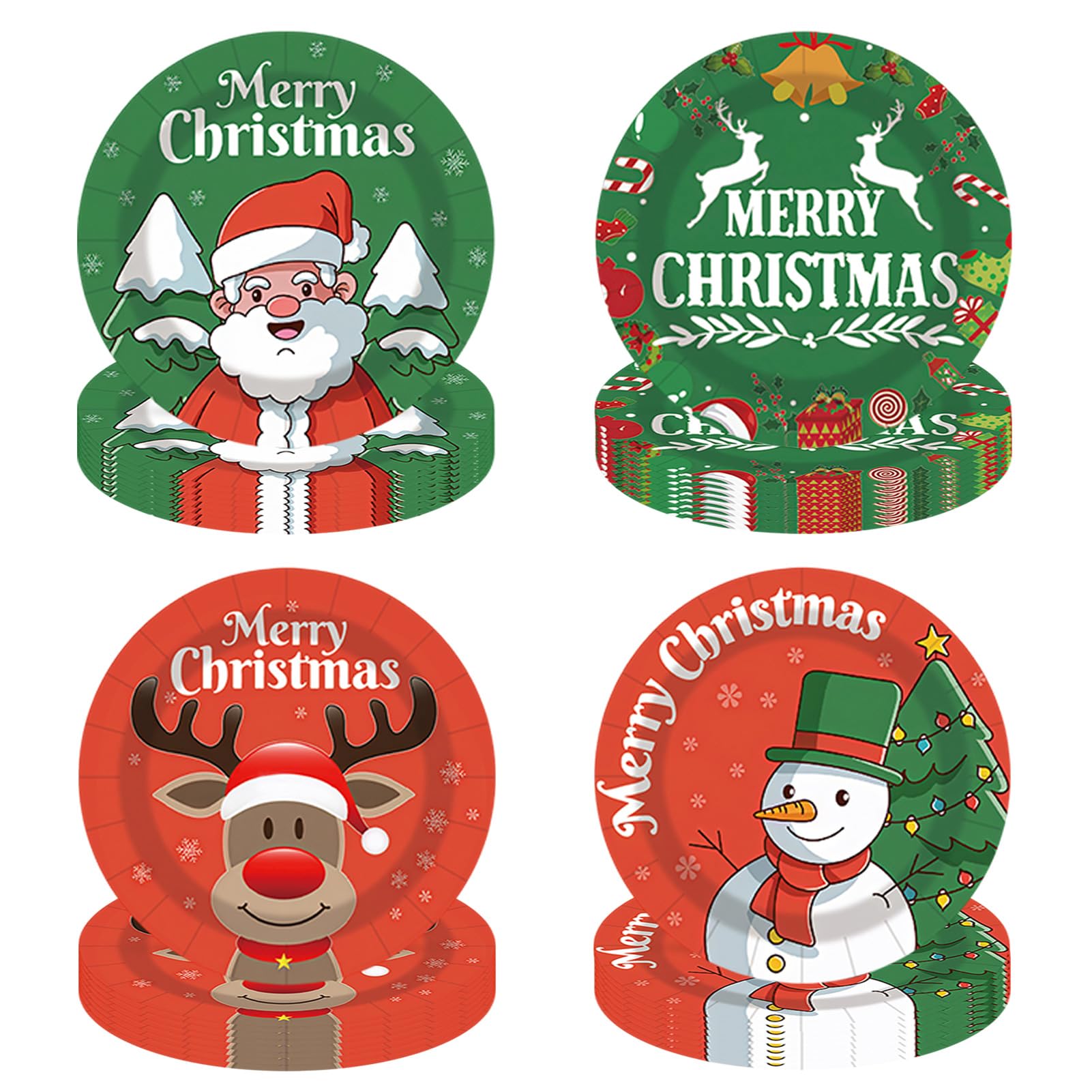 Assiettes de Noël en carton pour décorer la table du réveillon des enfants et grands