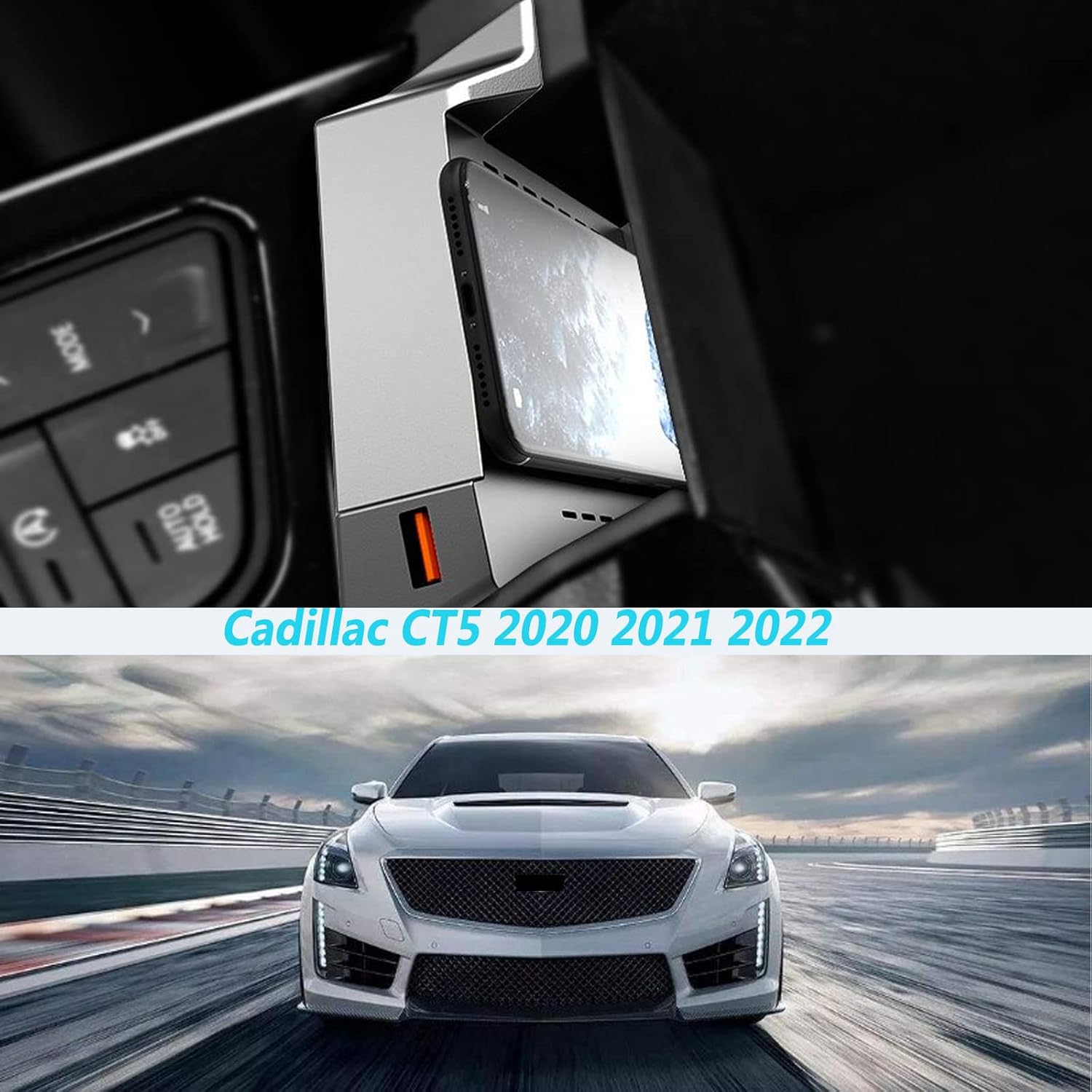 havk car wireless charger mount fit for cadillac ct5ct4 2020 2022 center console accessory paneloutput of 15w for iphone 131211xsx8 samsung s21